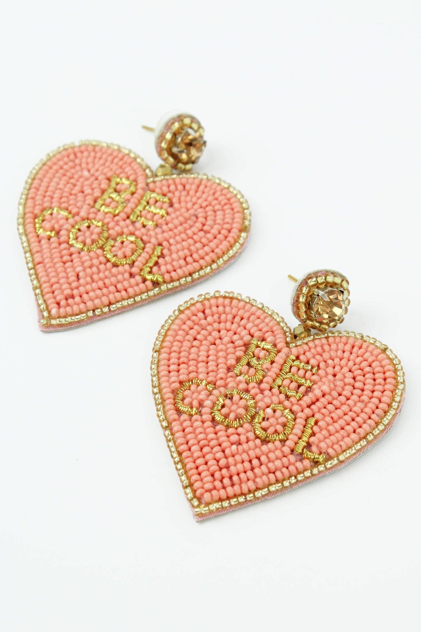 Pink Beaded Heart 'Be Cool' Earrings