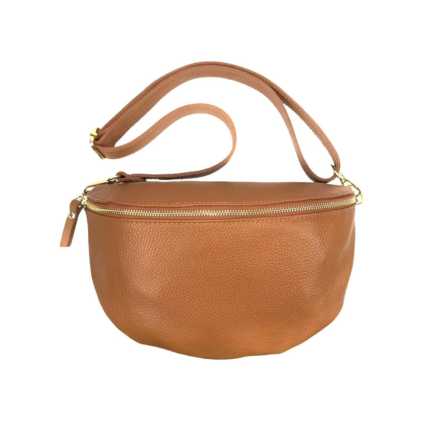 Tan Large Italian Leather Cross Body Bag