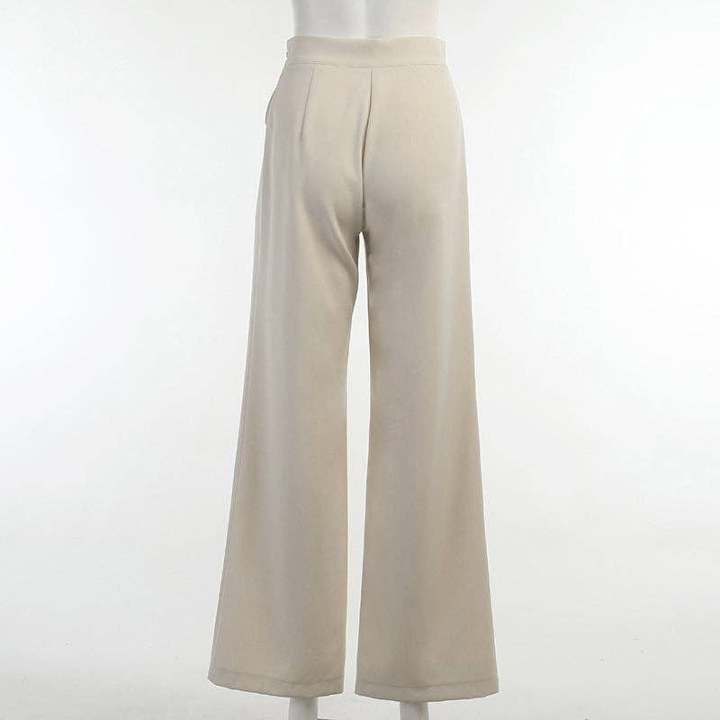 High Waist Tie Top Wide Leg Trousers