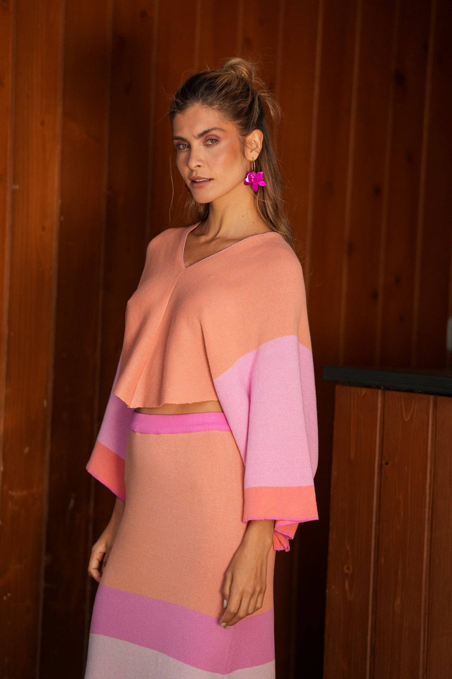 Multi Coloured Cropped Knit Top