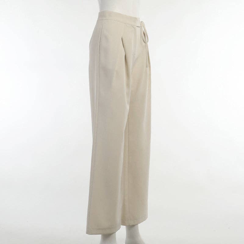 High Waist Tie Top Wide Leg Trousers