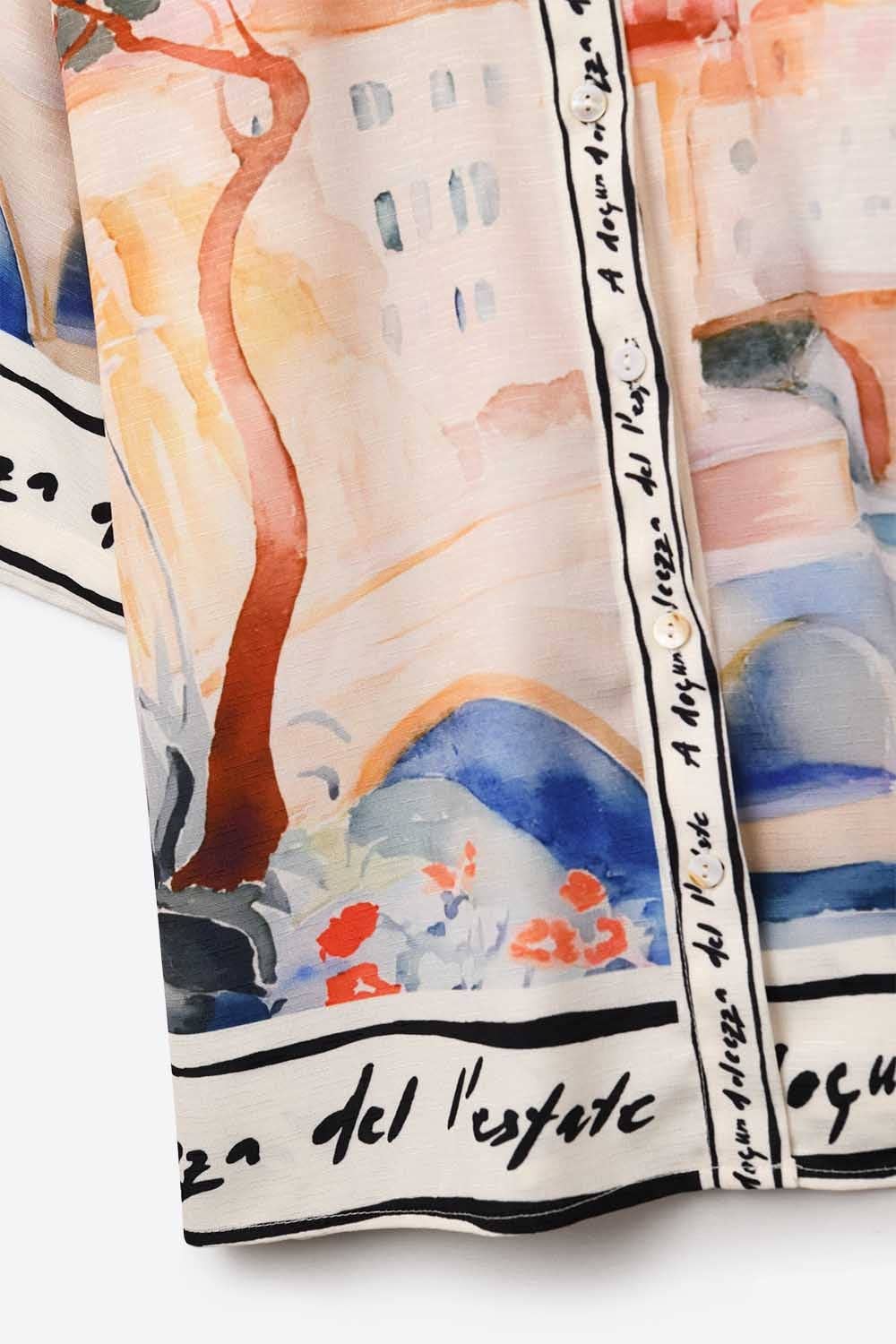 Pale Pink Printed Short Sleeve Shirt