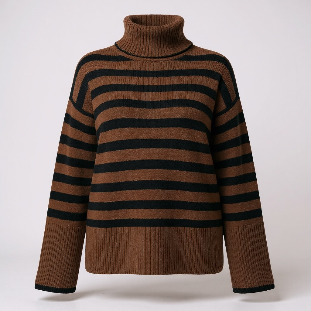Tan/Black Stripe Longline Jumper