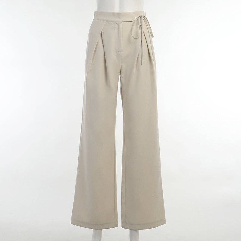 High Waist Tie Top Wide Leg Trousers