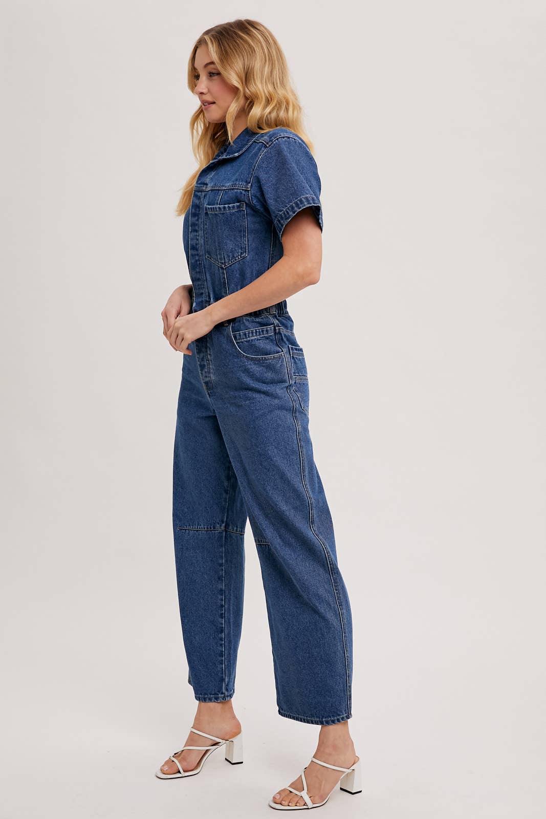 Denim Short Sleeve Jumpsuit