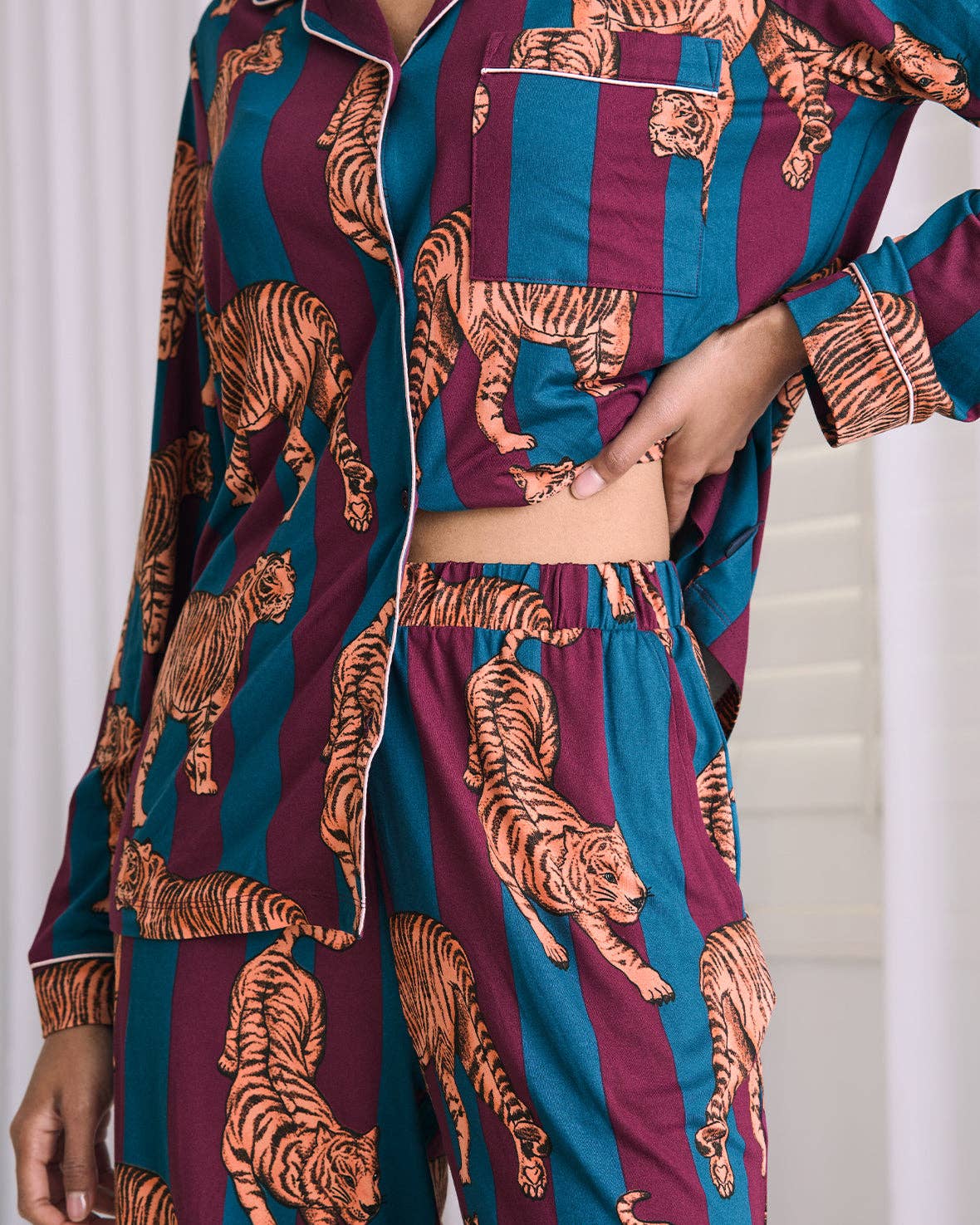 Tiger Stripe Print Long Pyjama Set