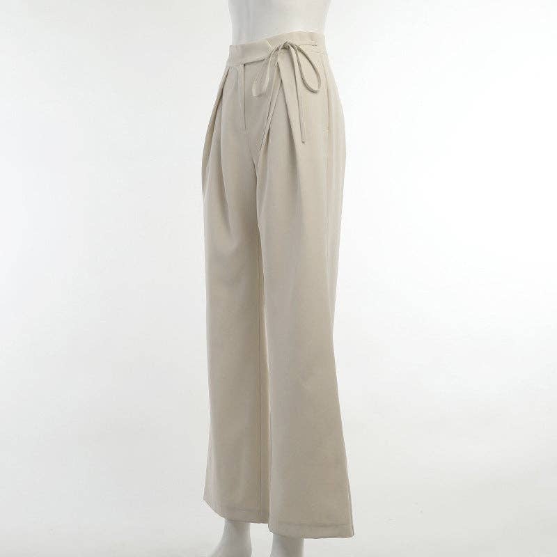 High Waist Tie Top Wide Leg Trousers