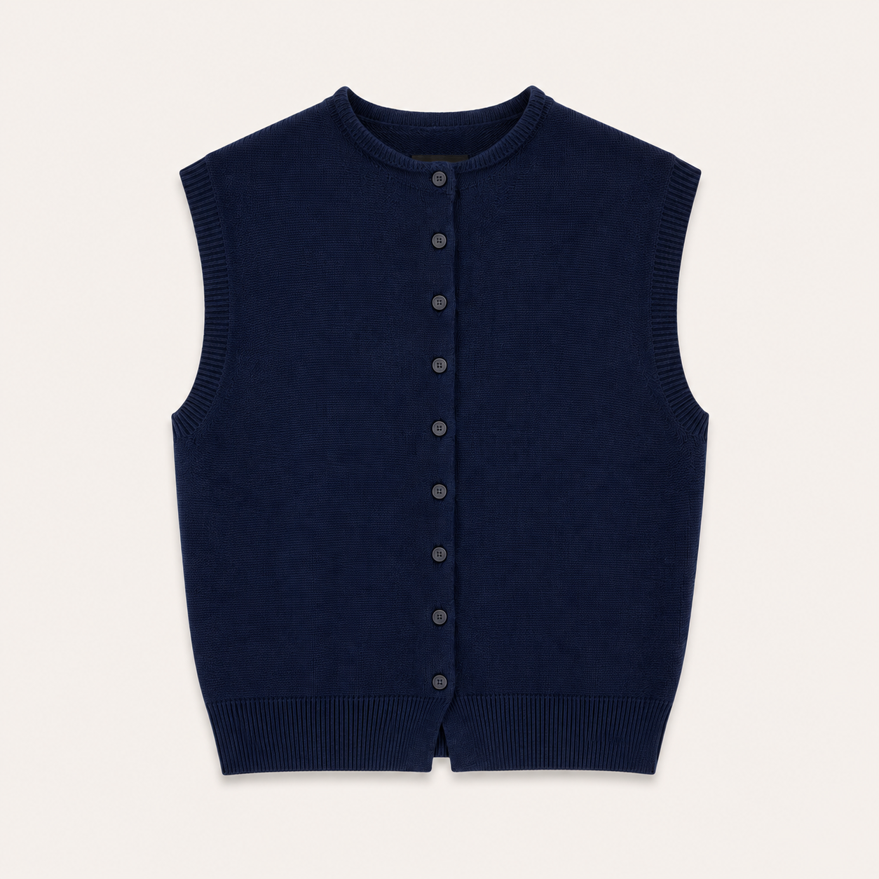 Navy Button Knit Tank Top