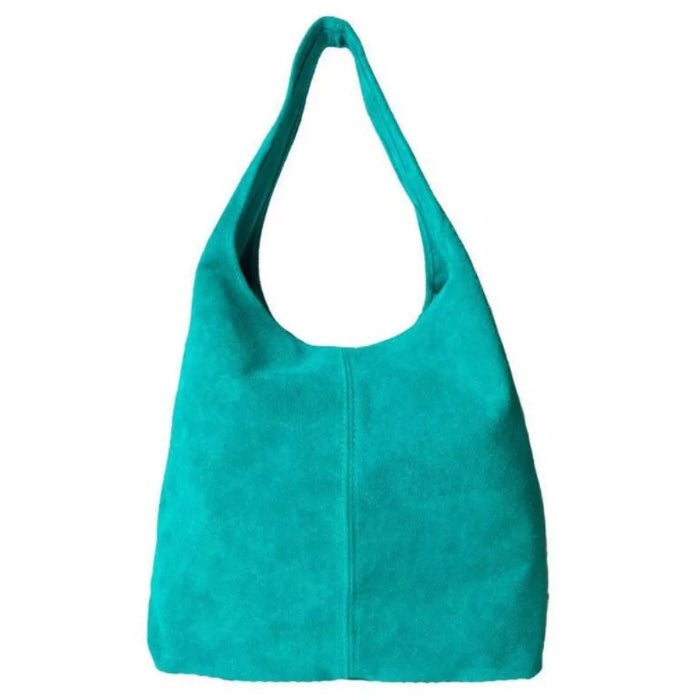 Turquoise Suede Hobo Bag