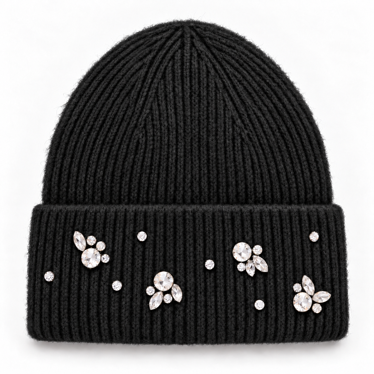 Black Crystal Embellish Beanie