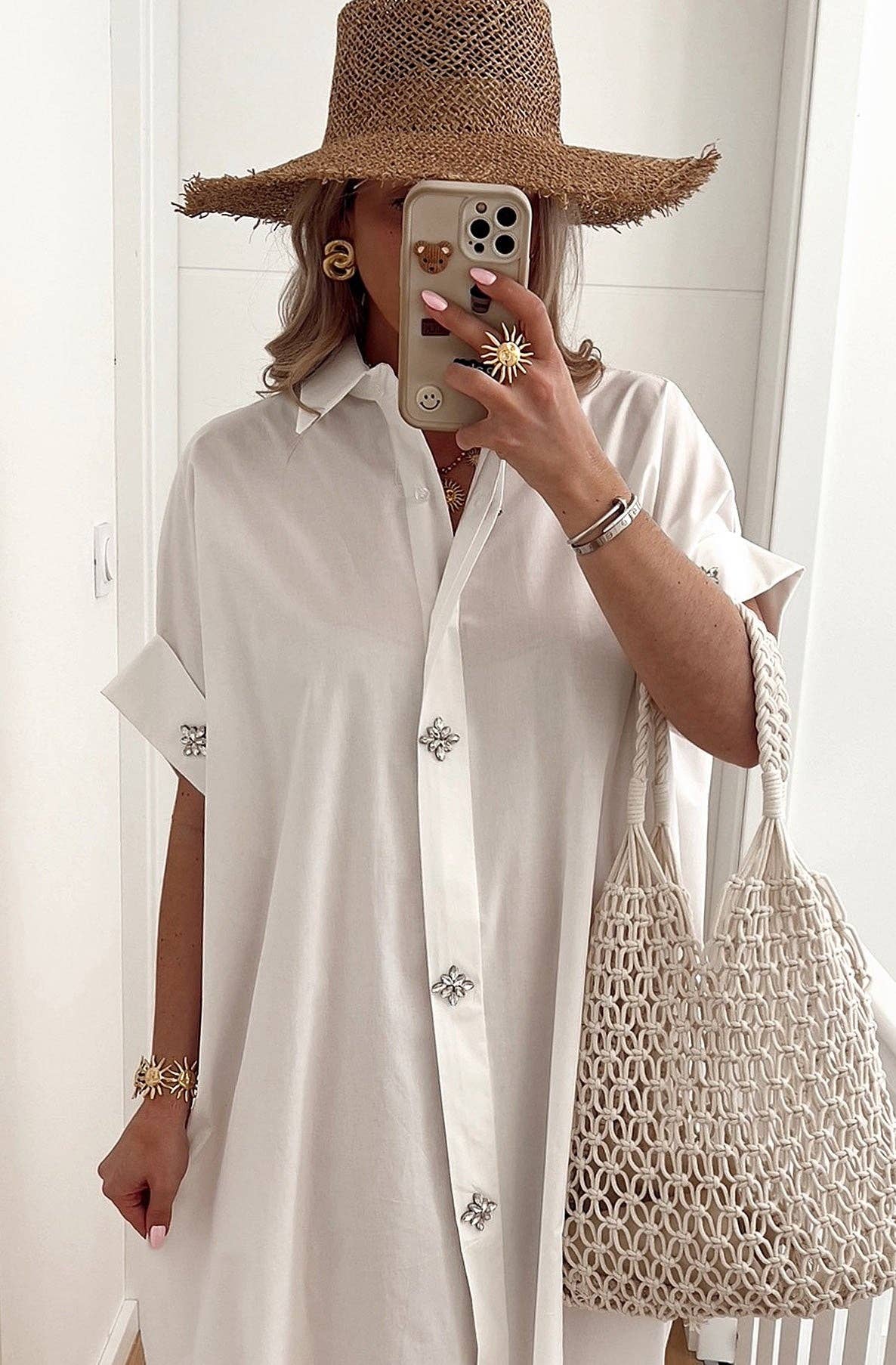 Diamante Oversized Midaxi Shirt Dress