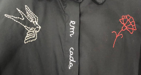 Black Embroidered Cotton Shirt