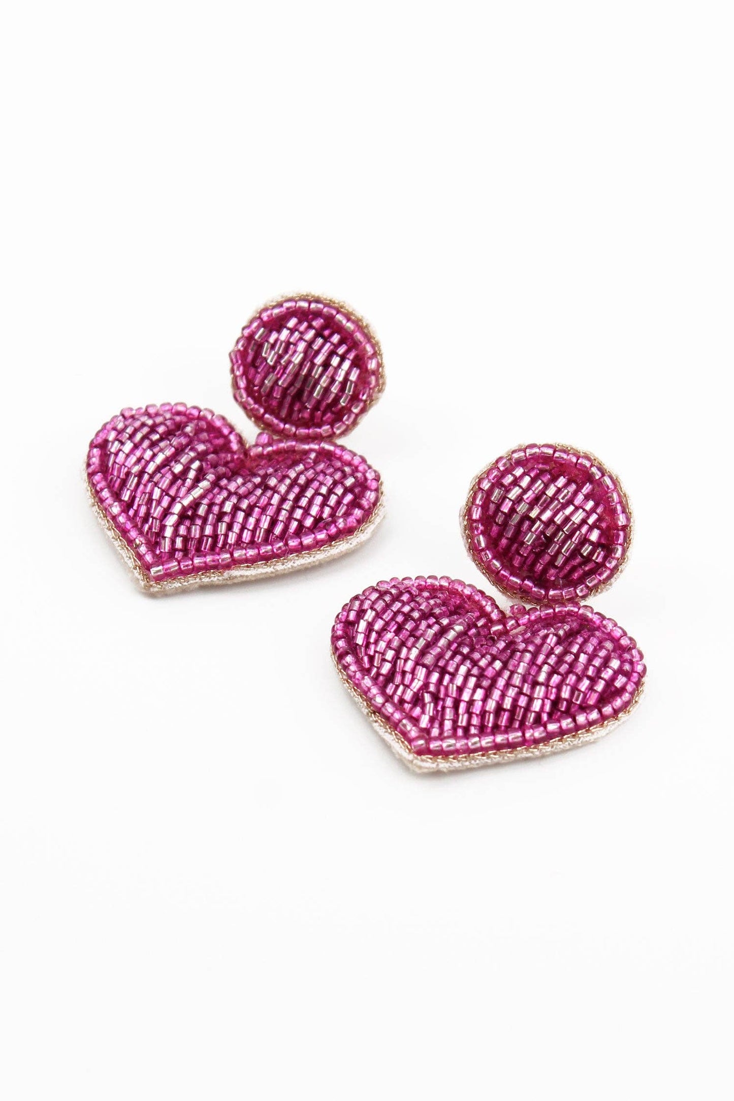 Pink Heart Beaded Earring