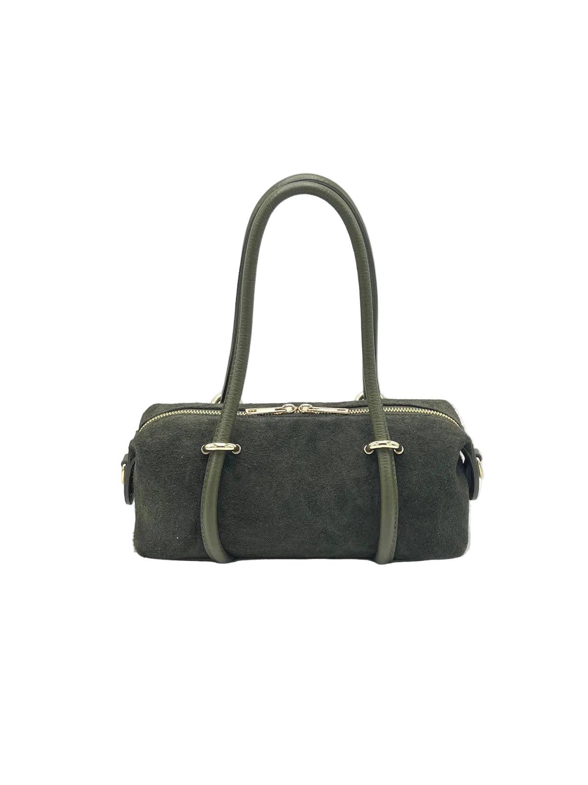 Olive Green Suede/Leather Mix Crossbody Bag
