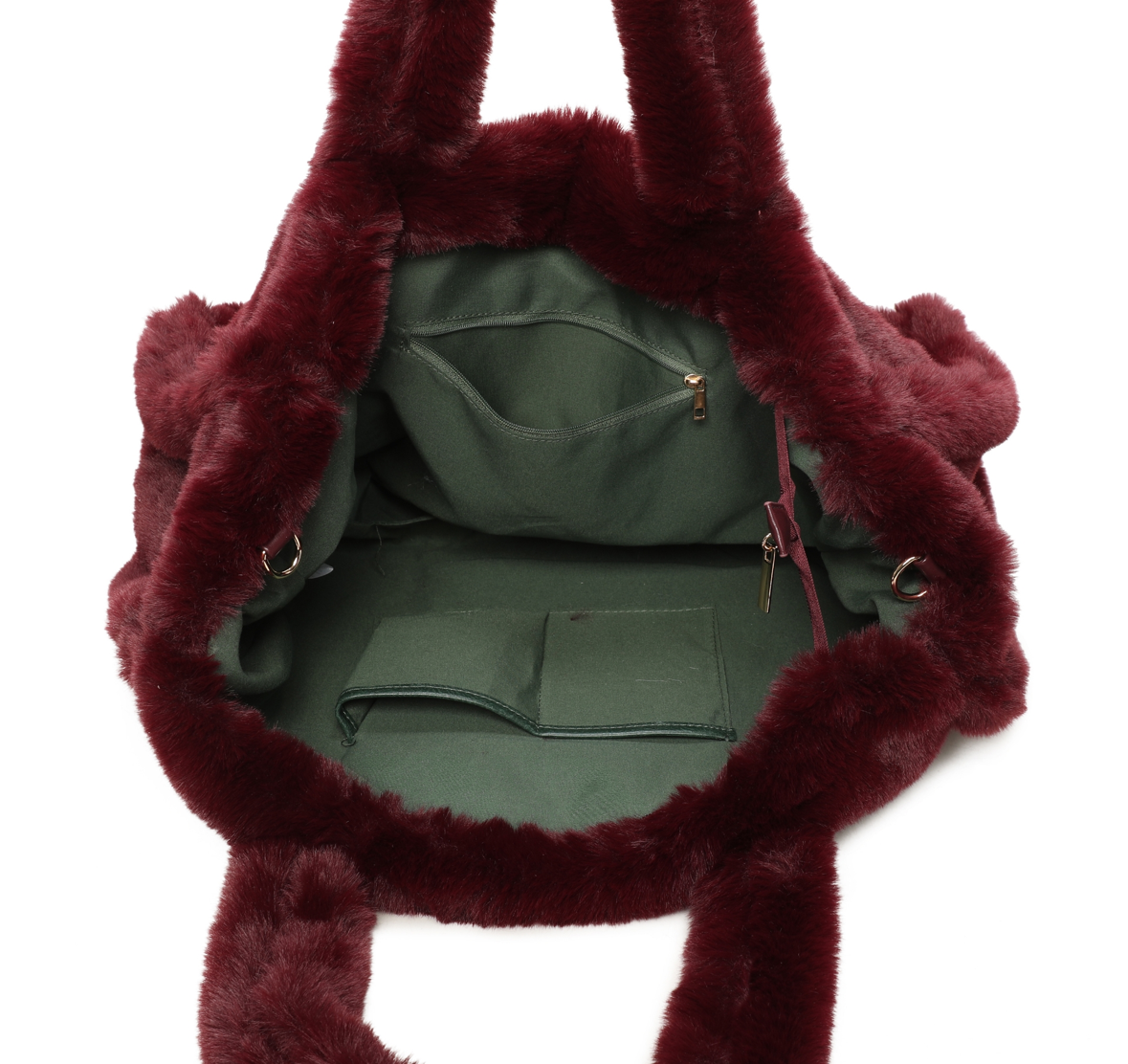 Bordeaux Faux Fur Large Slouchy Tote