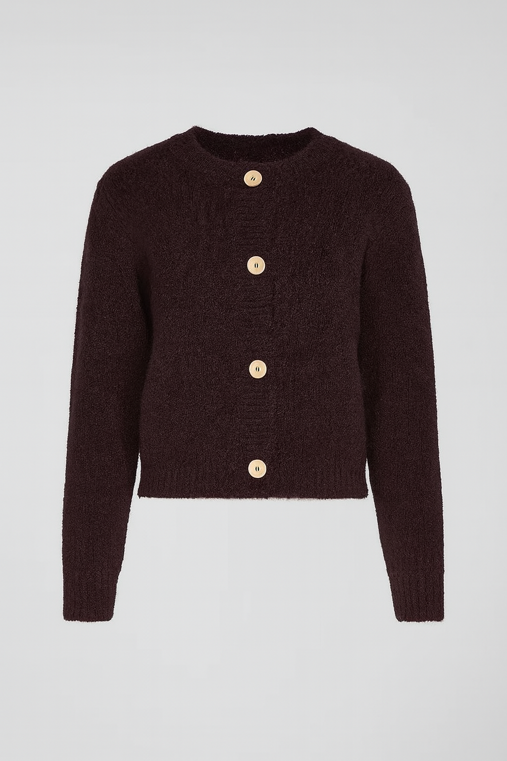 Brown Button Up Long Sleeve Cardigan
