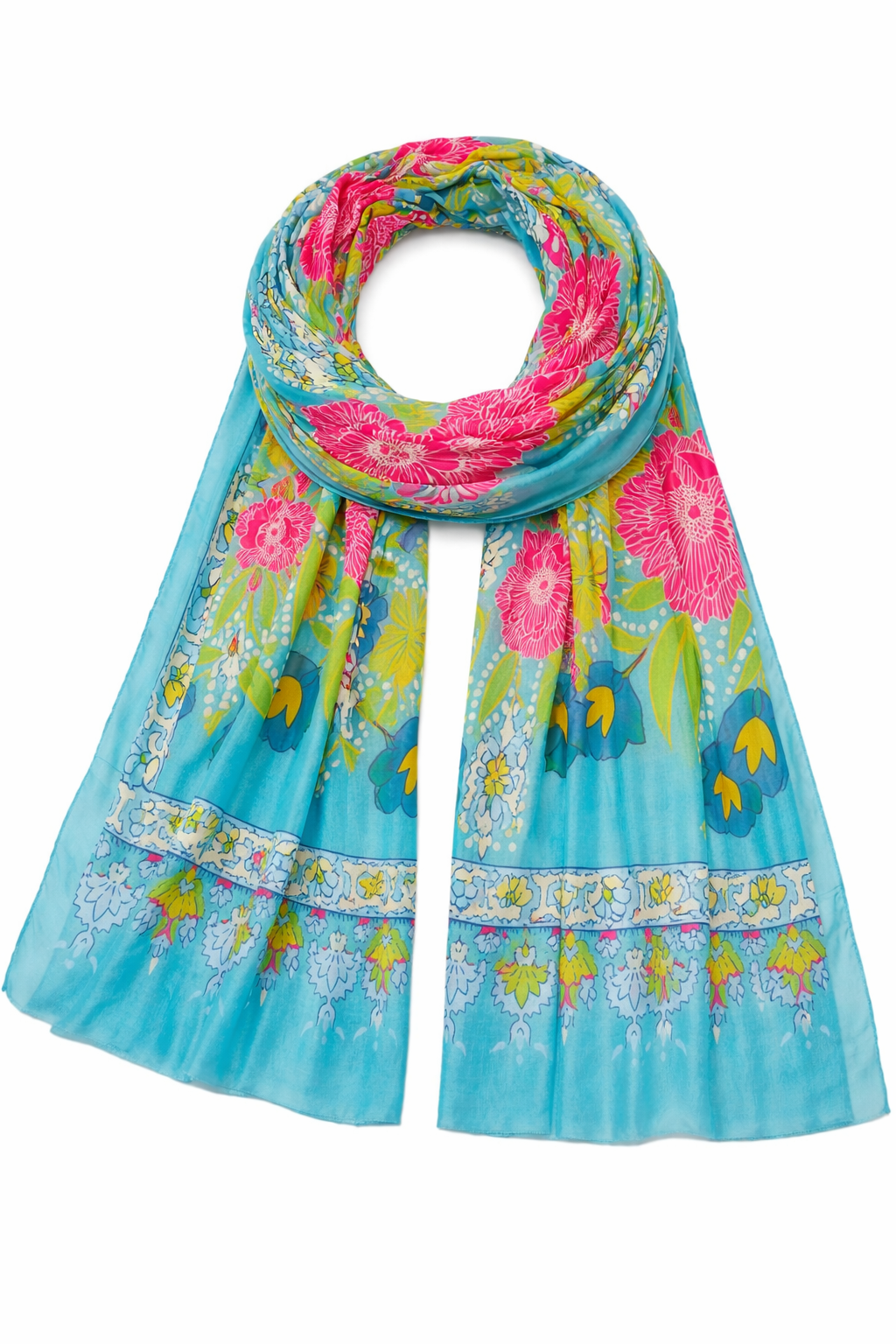 Blue Lotus Print Scarf