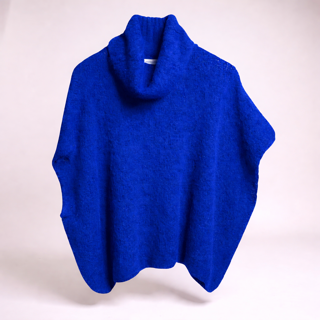 Cobalt Alpaca Mix Slouch Roll Neck Jumper