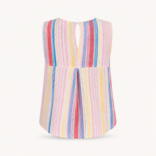 Pastel Stripe Cotton Top with Pleat Back