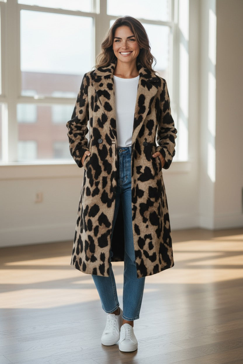 Longline Leopard Coat