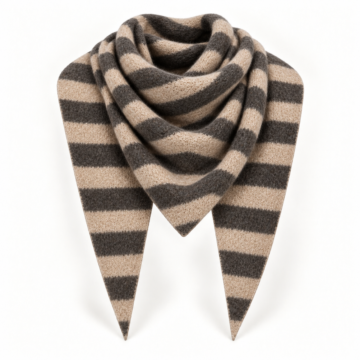 Stripe Large Triangle Knit Scarf