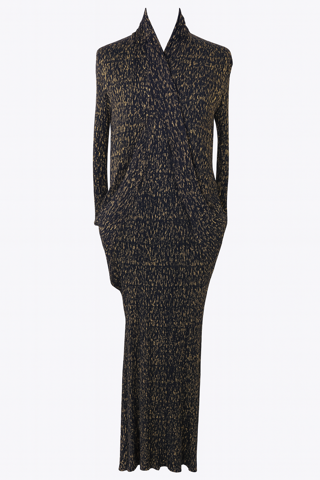 Black with Gold Fleck Plisse Dress
