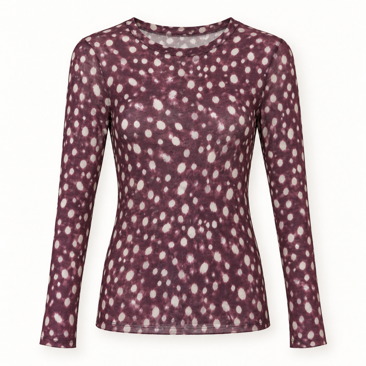 Bordeaux Spot Print Cashmere Blend Layering Top