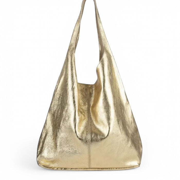Gold Leather Hobo Bag