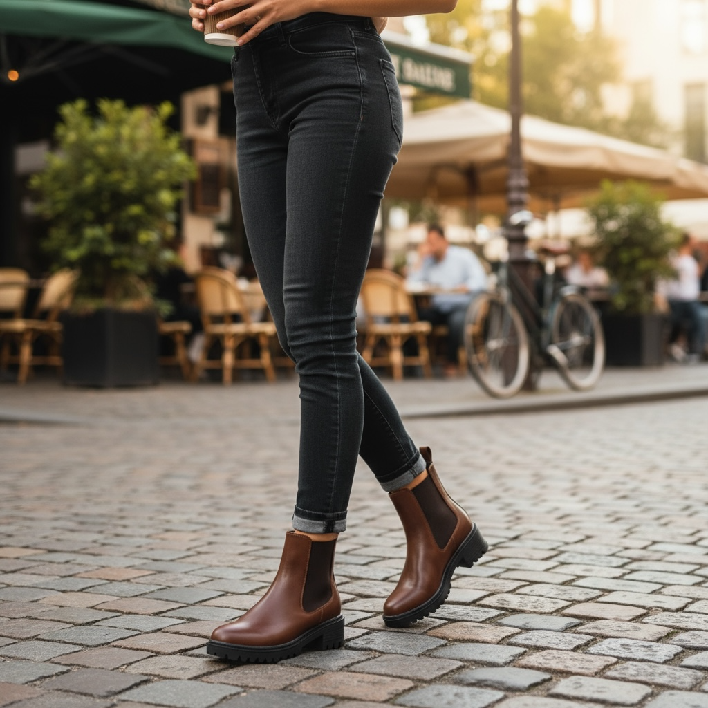 Tan Cleat Sole Ankle Boot
