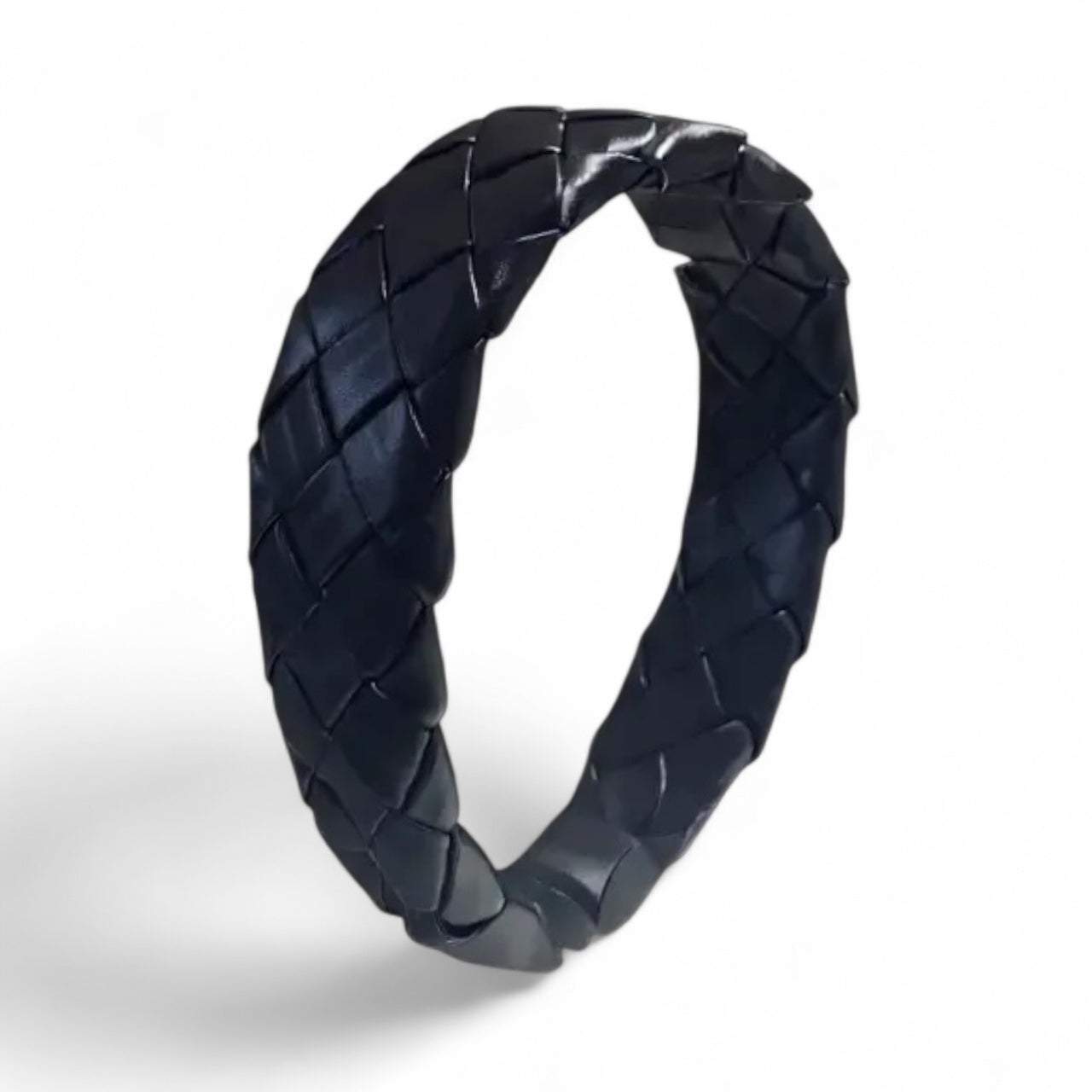 Black Woven Faux Leather Headband