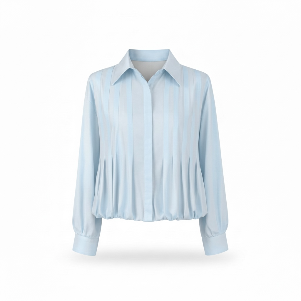 Pale Blue Pleated Shirt