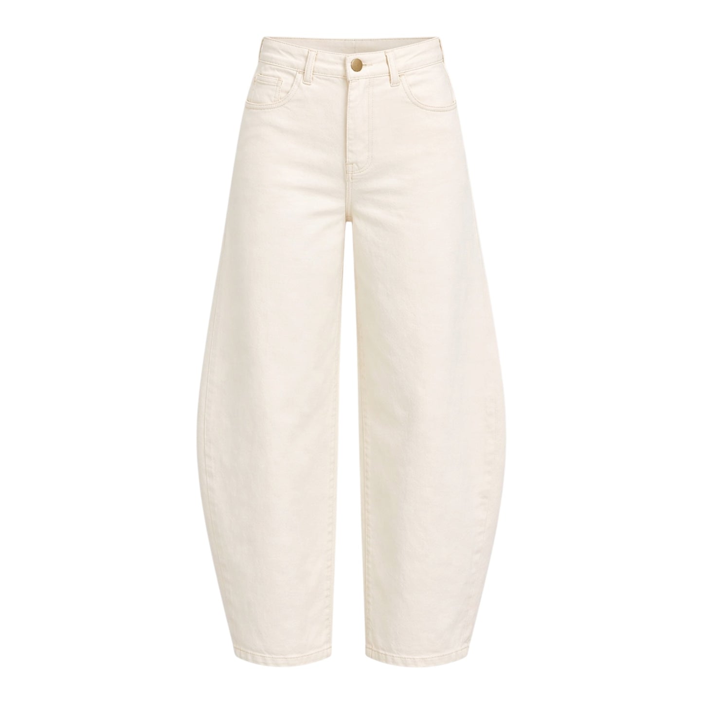 Beige Barrel Stretch Jeans