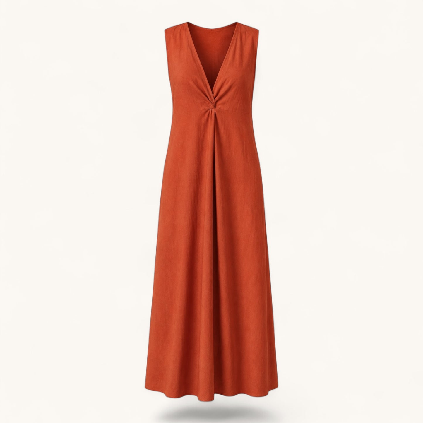 Terracotta Midaxi Linen Blend Dress