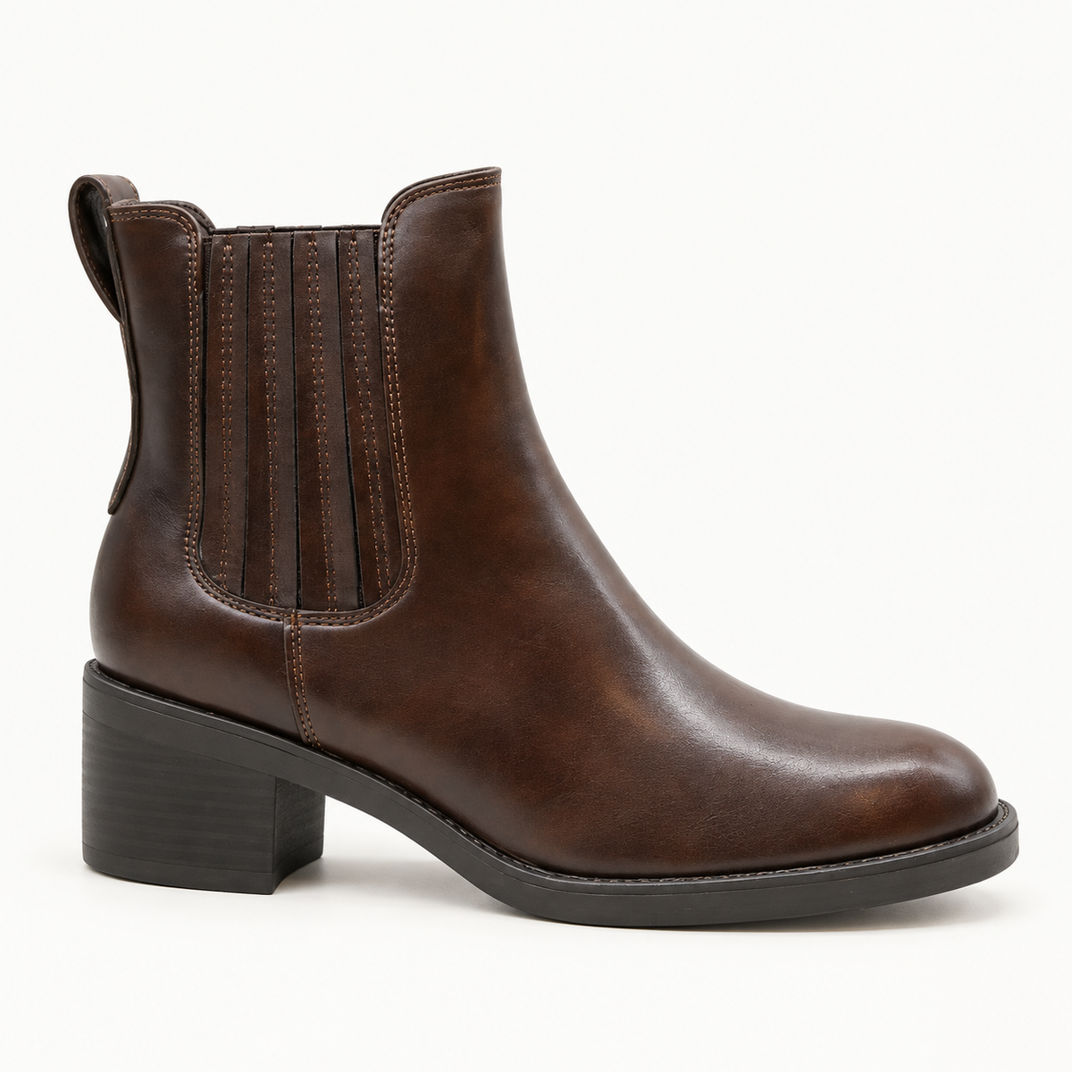 Brown Extra Comfort Block Heel Ankle Boot