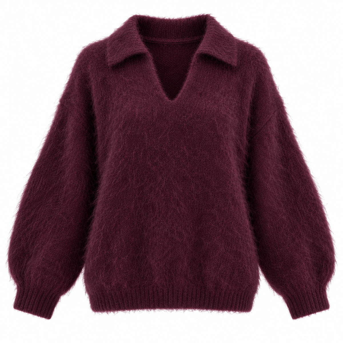 Plum Mohair Collar Jumper