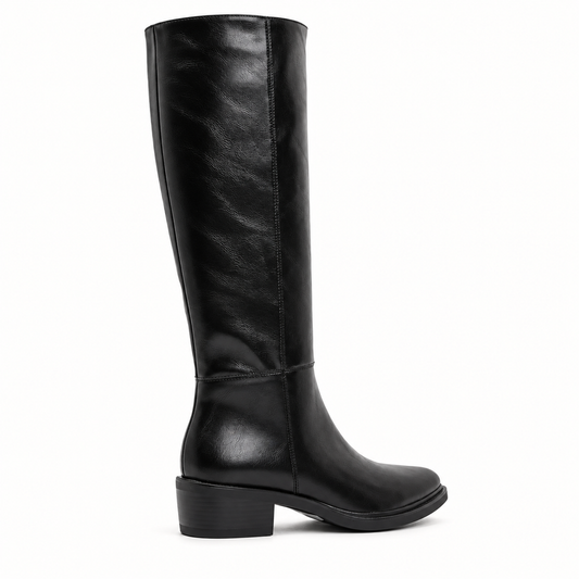 Black Western Heel Knee Boot