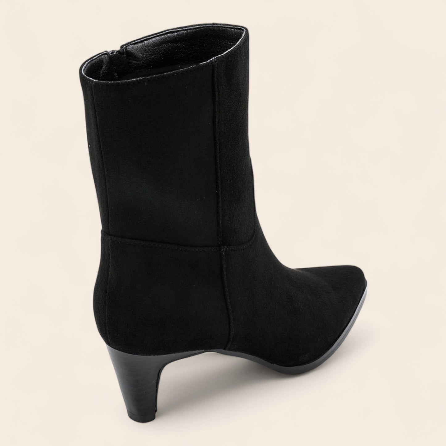 Black Suedette Low Point Ankle Boot