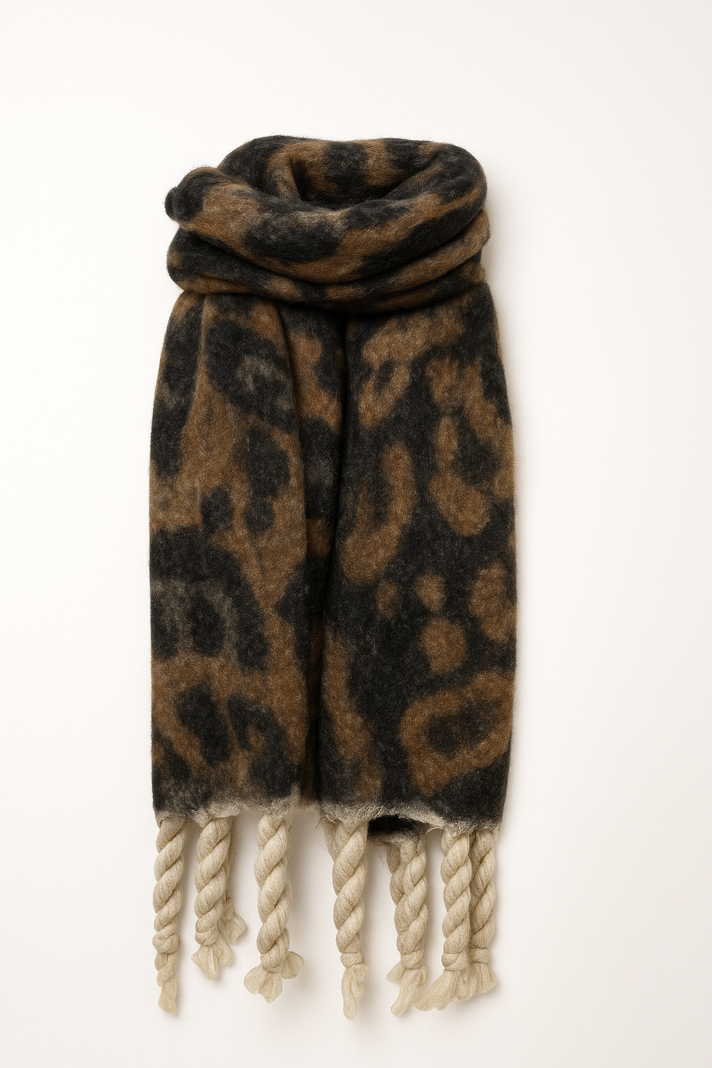 Large Leopard Tassel Chunky Blanket Scarf