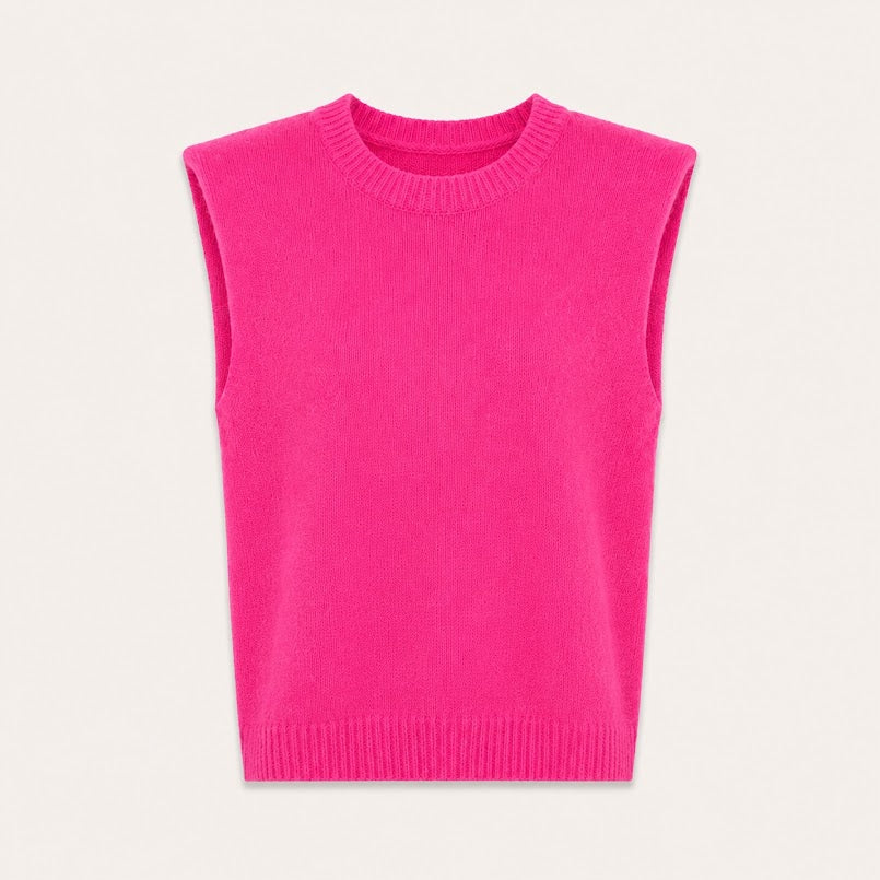 Pink Shoulder Pad Knit Tank