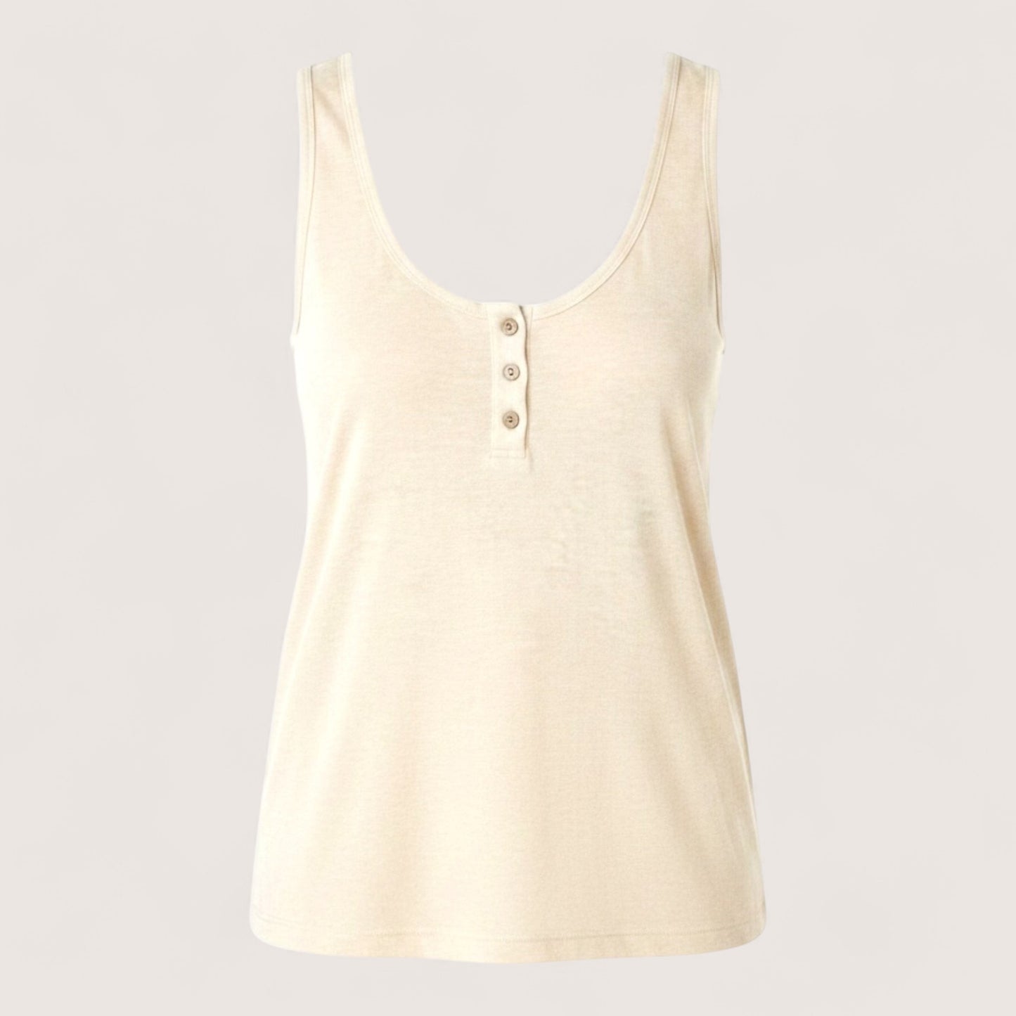 Beige Linen Blend Button Front Vest Top