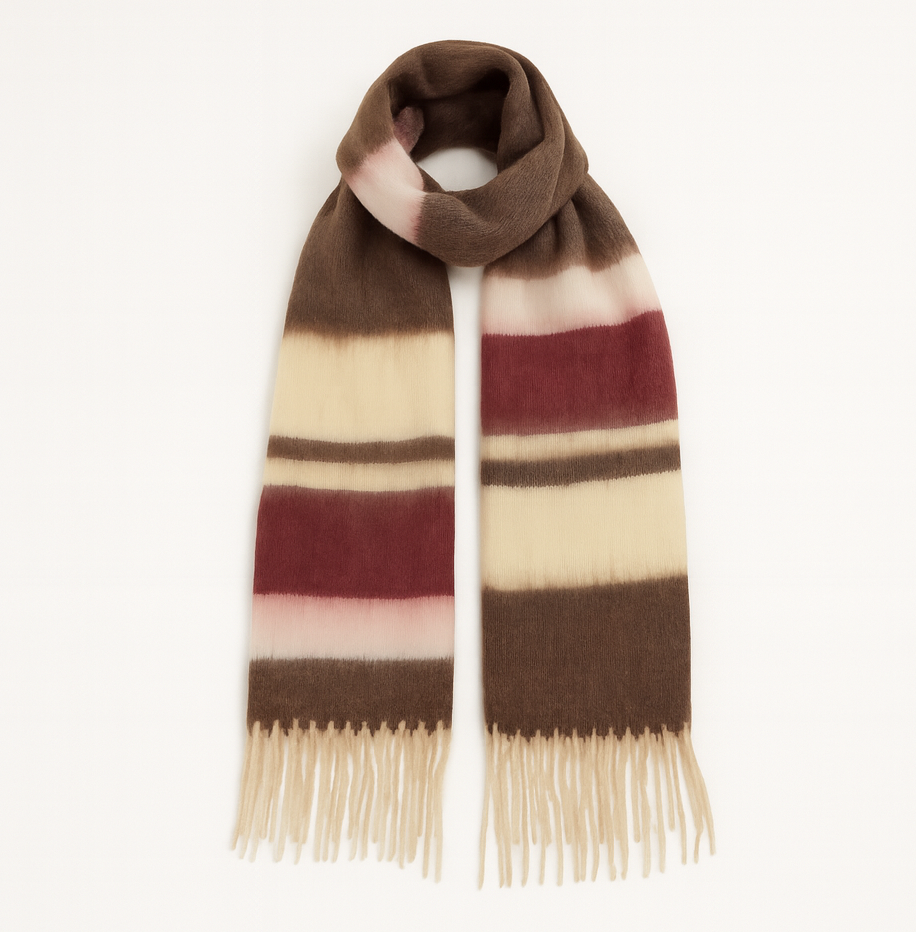Oversized Chunky Blanket Scarf in Multicoloured Stripe