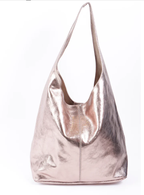 Rose Gold Leather Hobo Bag