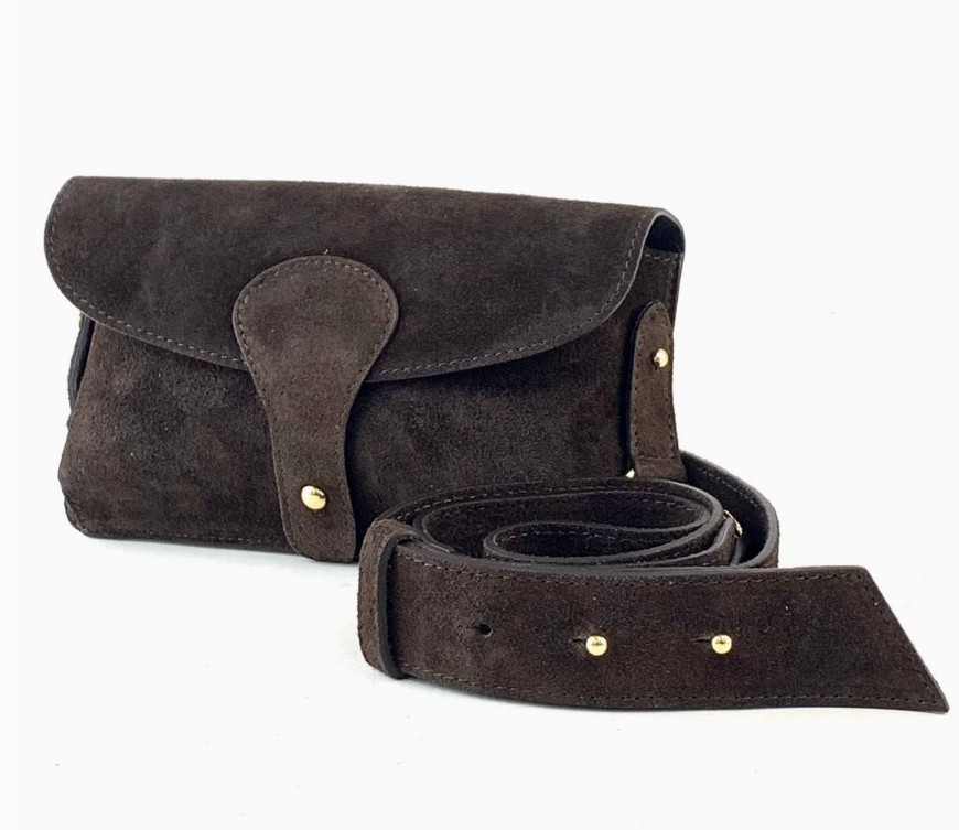 Chocolate Brown Suede Cross Body Bag