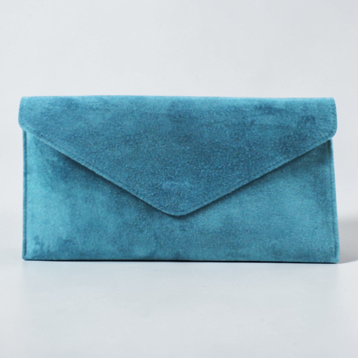 Turquoise Large Suede Clutch with Removeable Cross Body Strap