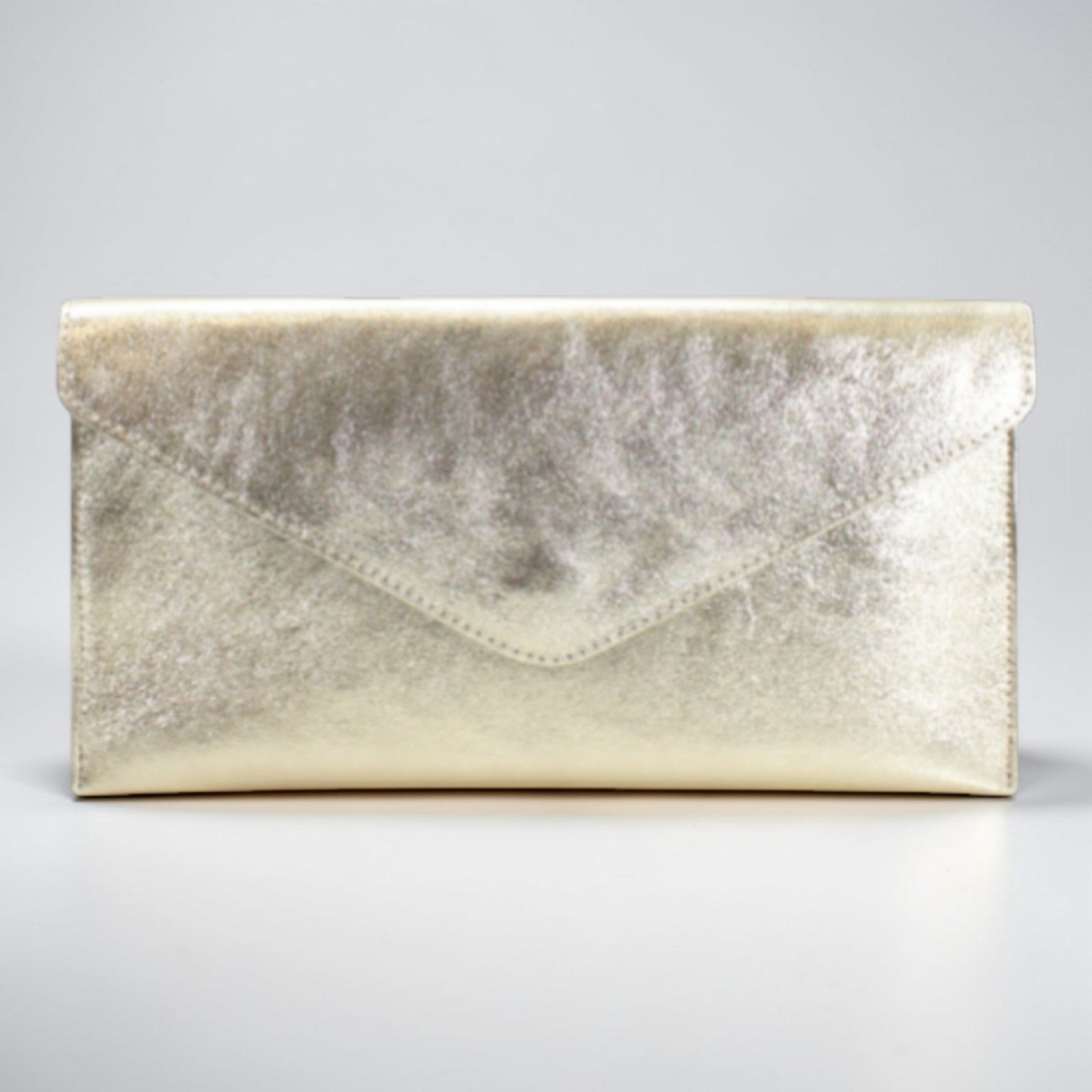 Gold Large Leather Clutch with Removeable Cross Body Strap