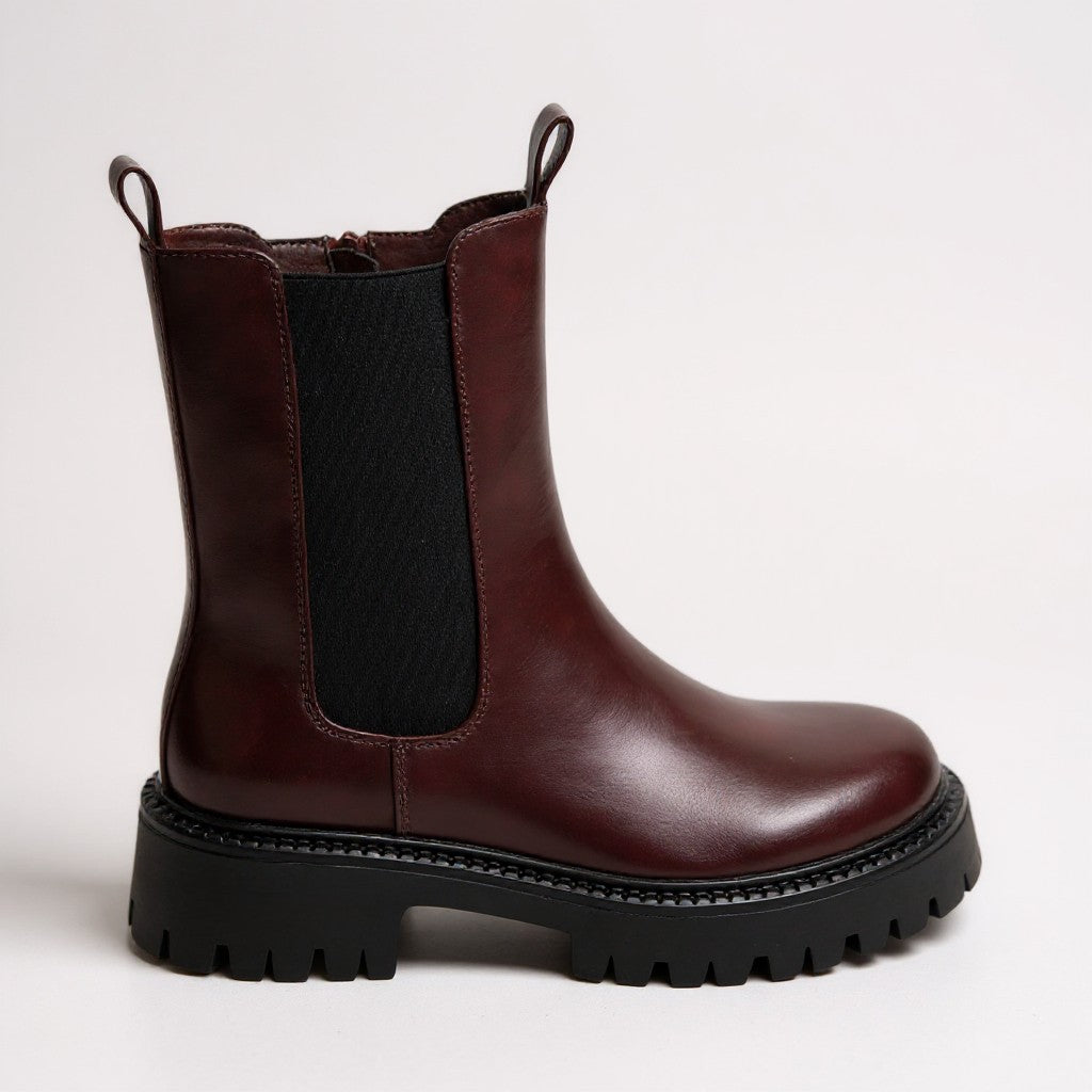 Burgundy Chunky Sole Ankle Boot