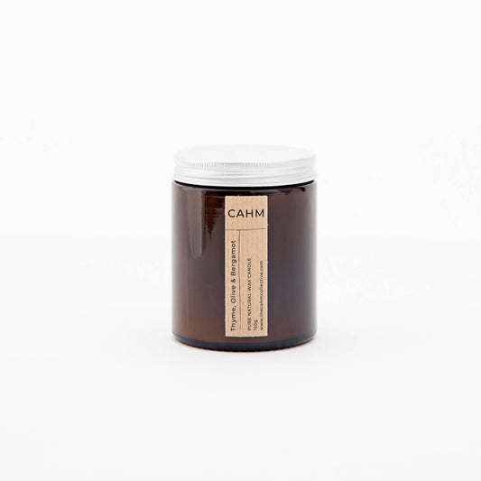 Thyme Olive Bergamot Amber Jar Candle | Luxury Candle Gifts