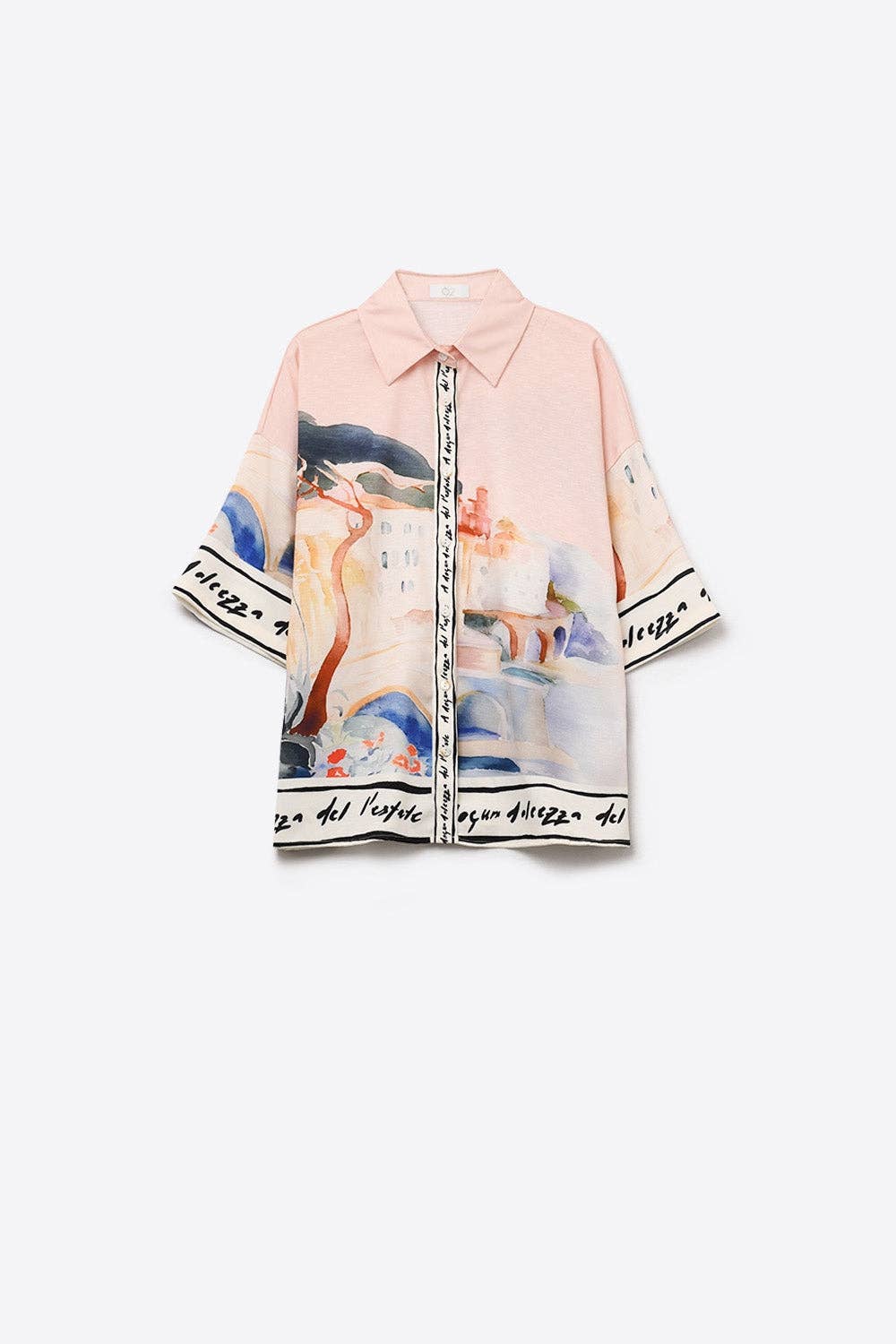 Pale Pink Printed Short Sleeve Shirt