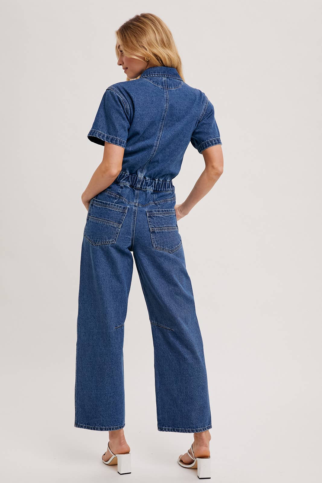 Denim Short Sleeve Jumpsuit