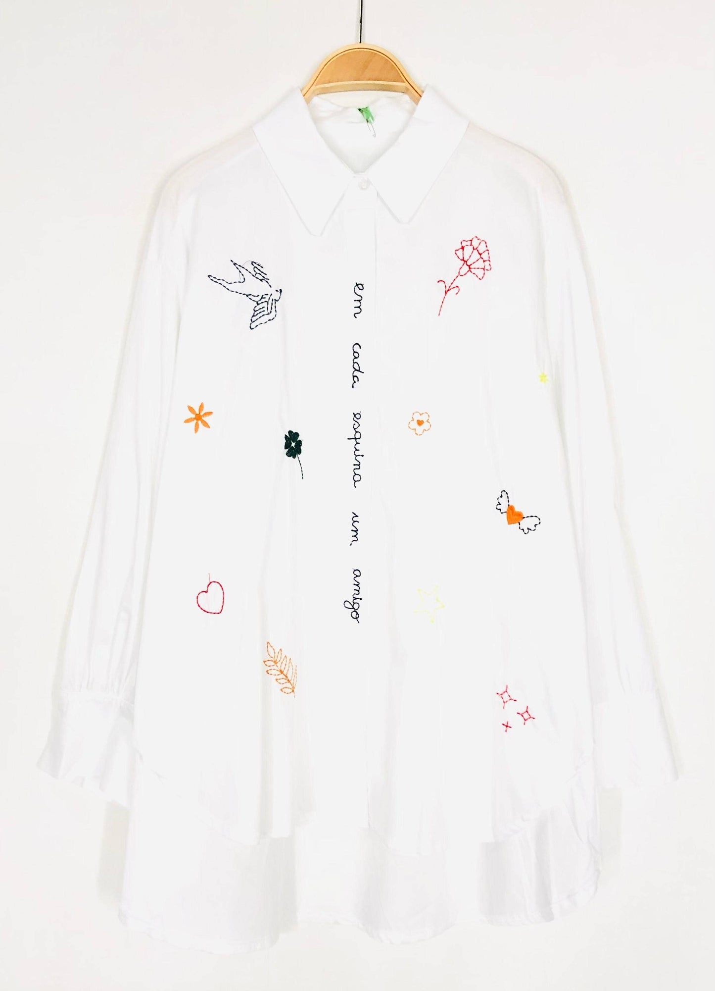 White Embroidered Cotton Shirt